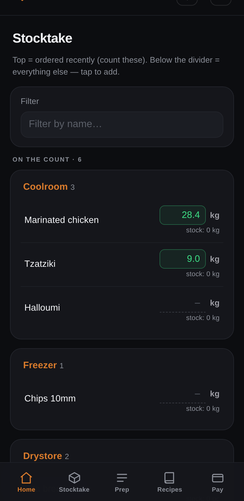 Stocktake worklist